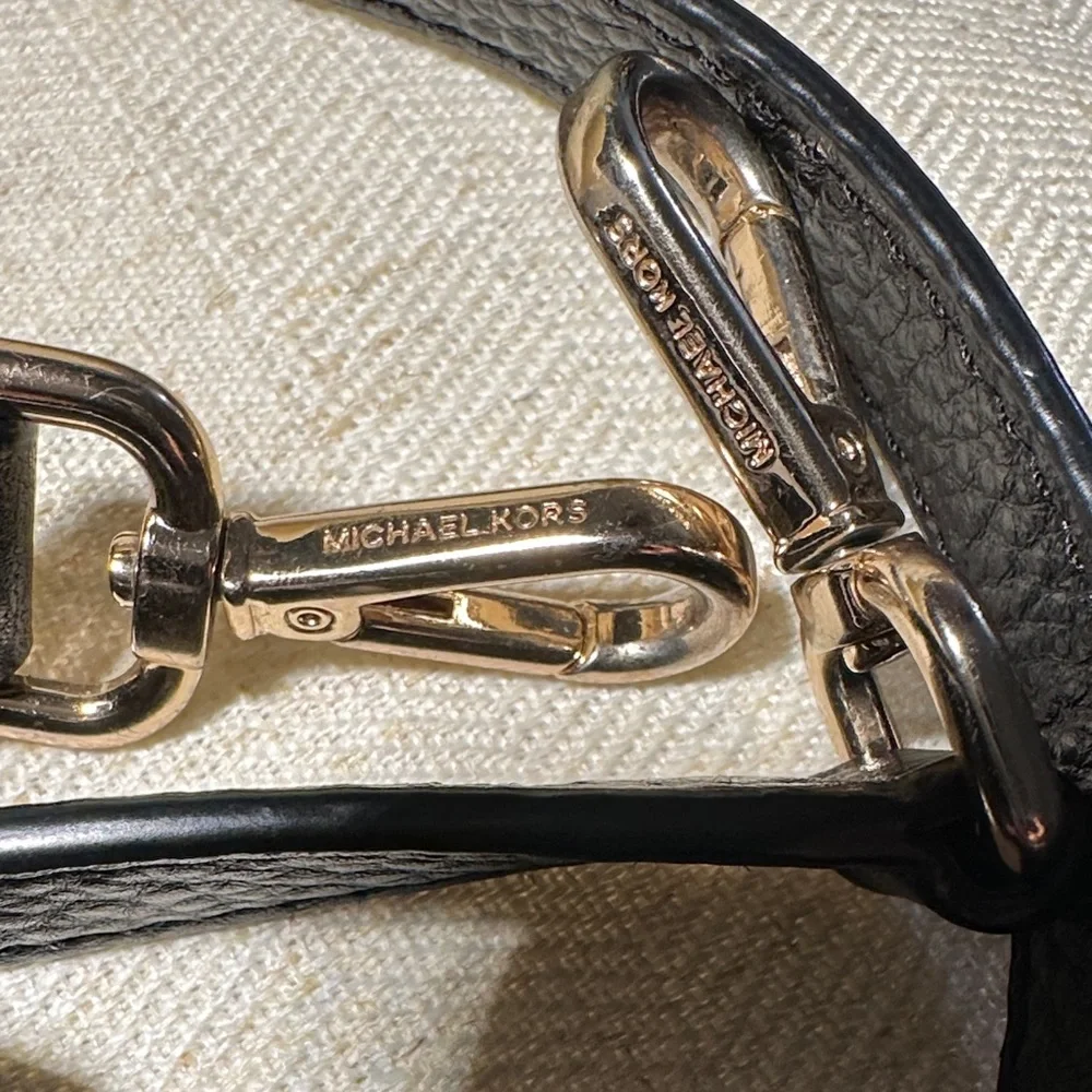 Michael Kors Black Leather Bag Replacement Strap with Gold Accents - Picture 2 of 8
